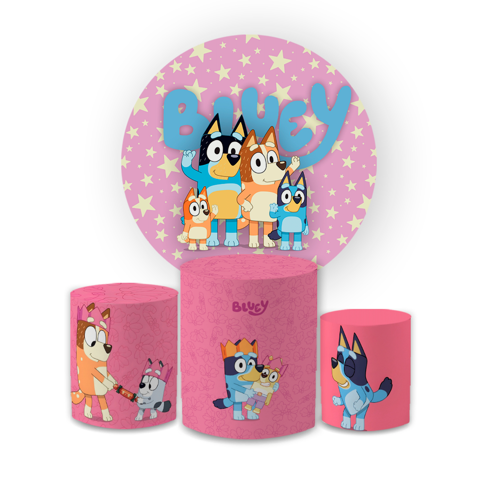 Kit Festa Capa de Painel e Trio Cilindros Tema Infantil Bluey Decoração Aniversário Criança em Oferta na Shopee