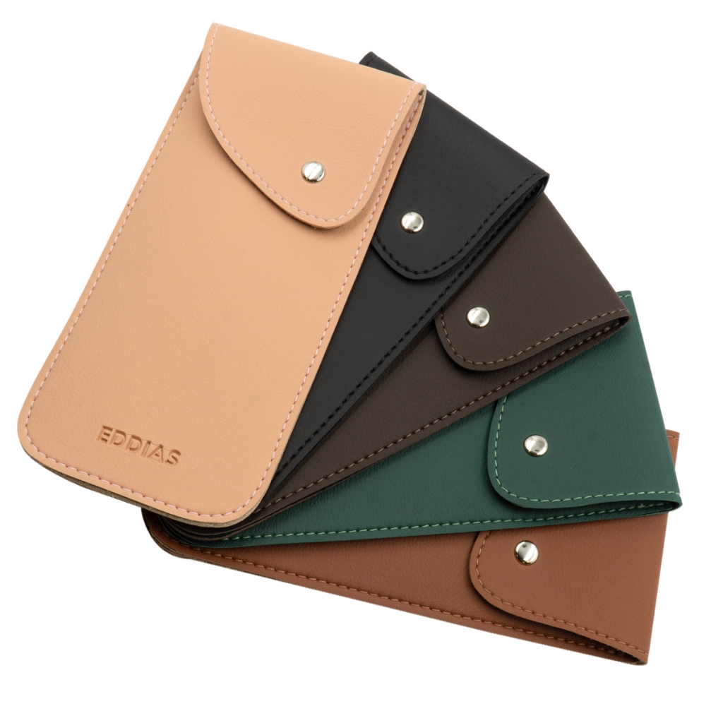 Porta Óculos Estojo Slim Couro Eddias Proteção Sol Grau Horizontal Vertical Case Capa Bolsa Carteira