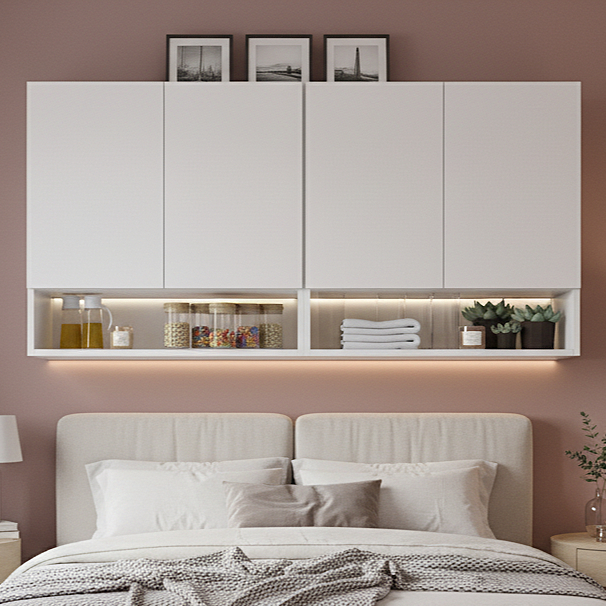 Armário Aéreo Organizador Multiuso para Quarto com Nicho e 4 Portas em Oferta na Shopee