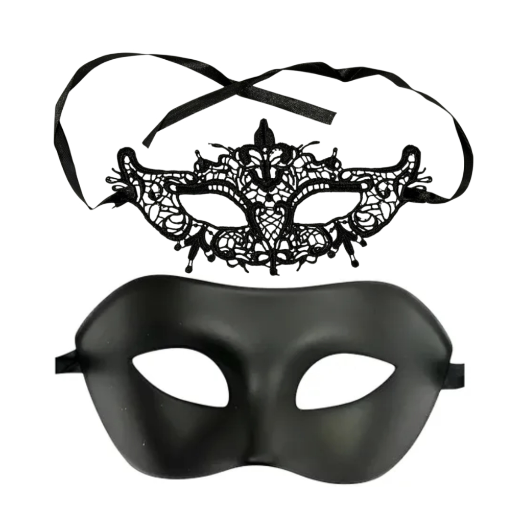 Kit Mascara casal 50 Tons preta  + Mascara de Renda sexy feminina em Oferta na Shopee