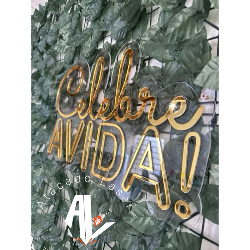 placa de acrilico frase celebre a vida !   - 47x30cm acrilico espelhado