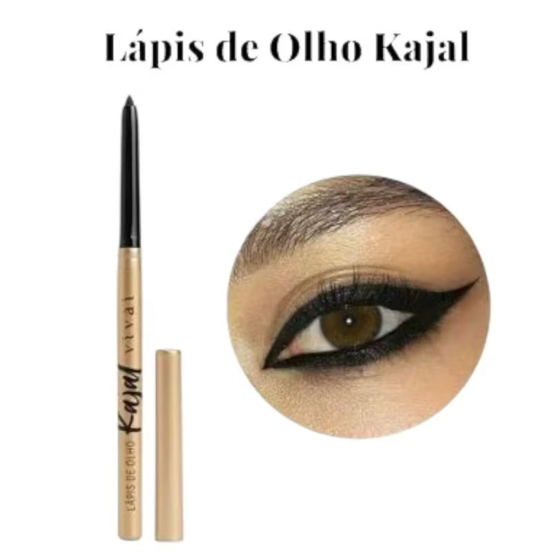Lápis de Olho Preto Retrátil Kajal Vivai