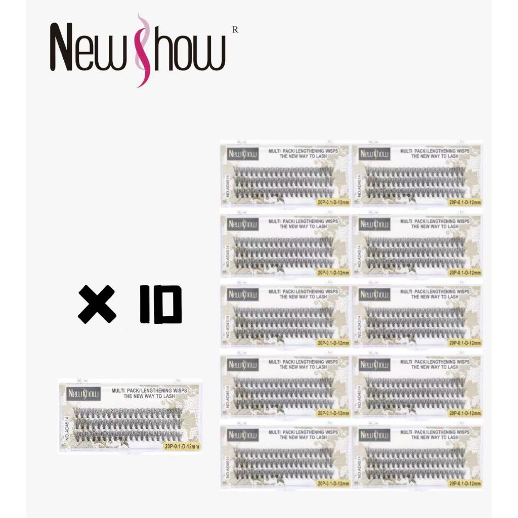 New Show Cílios Tufos Sem Nó 10 Caixas- 12P/20P/30P/40P-0.10-D Extensão de Cilios Alongamento em Oferta na Shopee