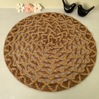 Jogo Americano Redondo Juta Boho 38cm Sousplat Rústico Transpassado Mesa Posta em Oferta na Shopee
