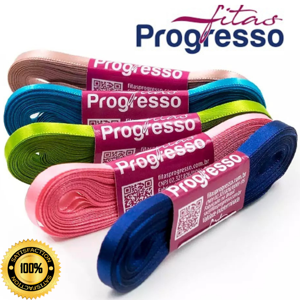 Fita de Cetim Progresso N°1 7mm - Peça com 10 Metros em Oferta na Shopee