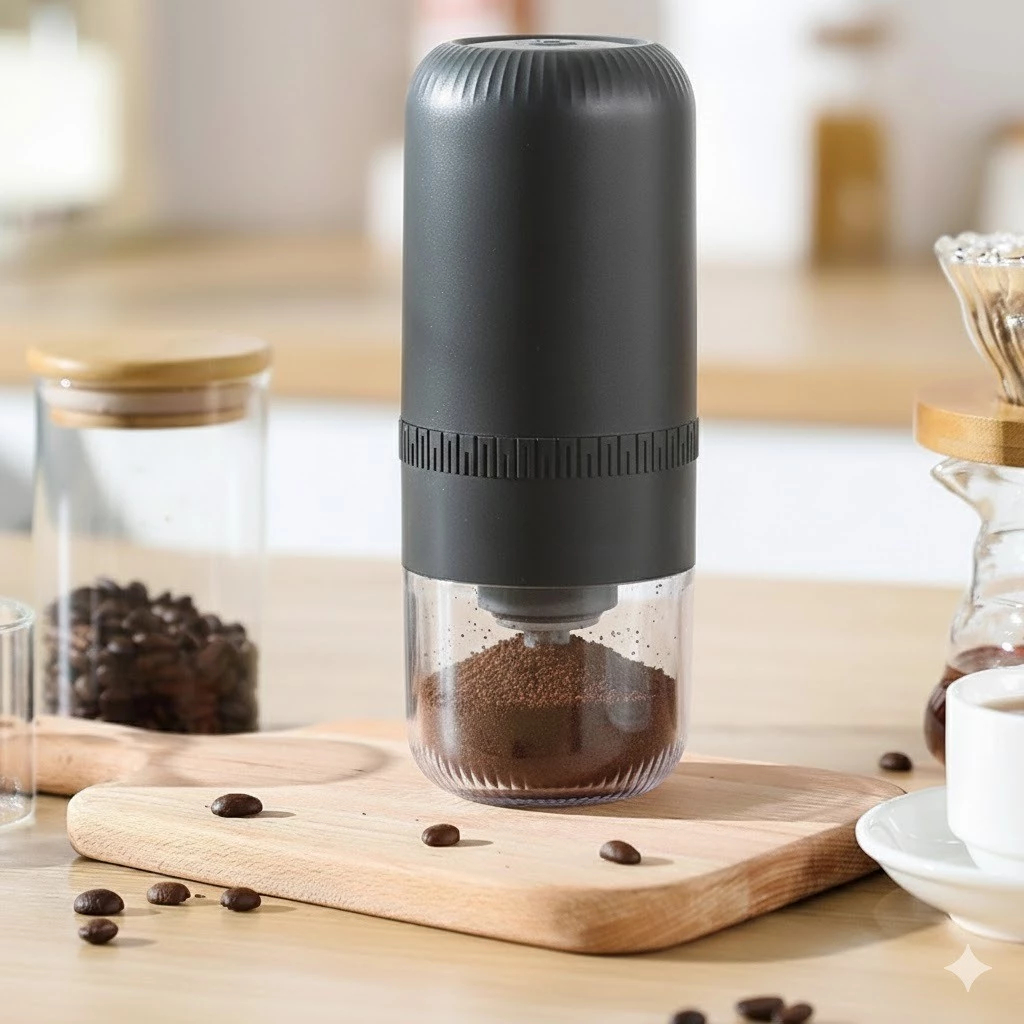 Imagem Moedor de Café Elétrico Portátil USB Bivolt 5v Moagem Ajustável e Automático em Cerâmica