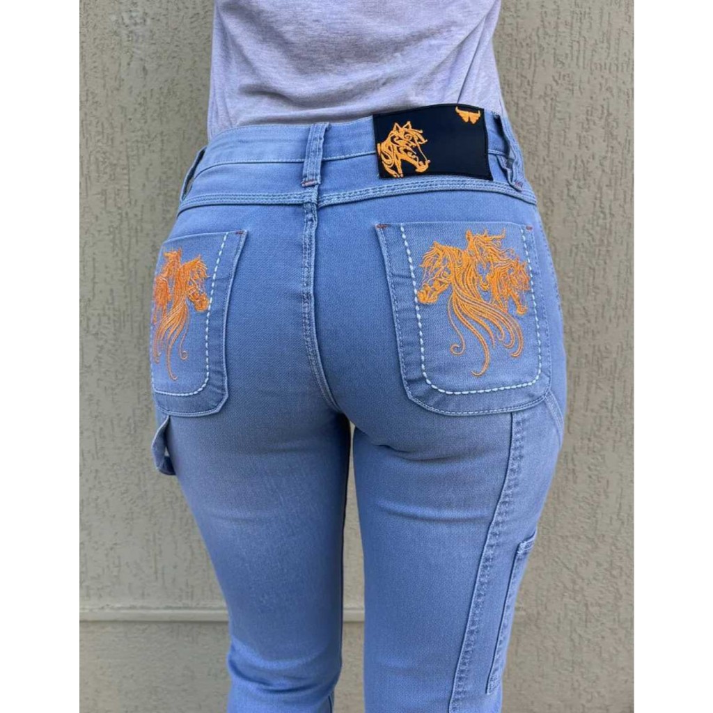 Calca Feminina Carpinteira Alabama Premium Bordada Anita 458 Promoção