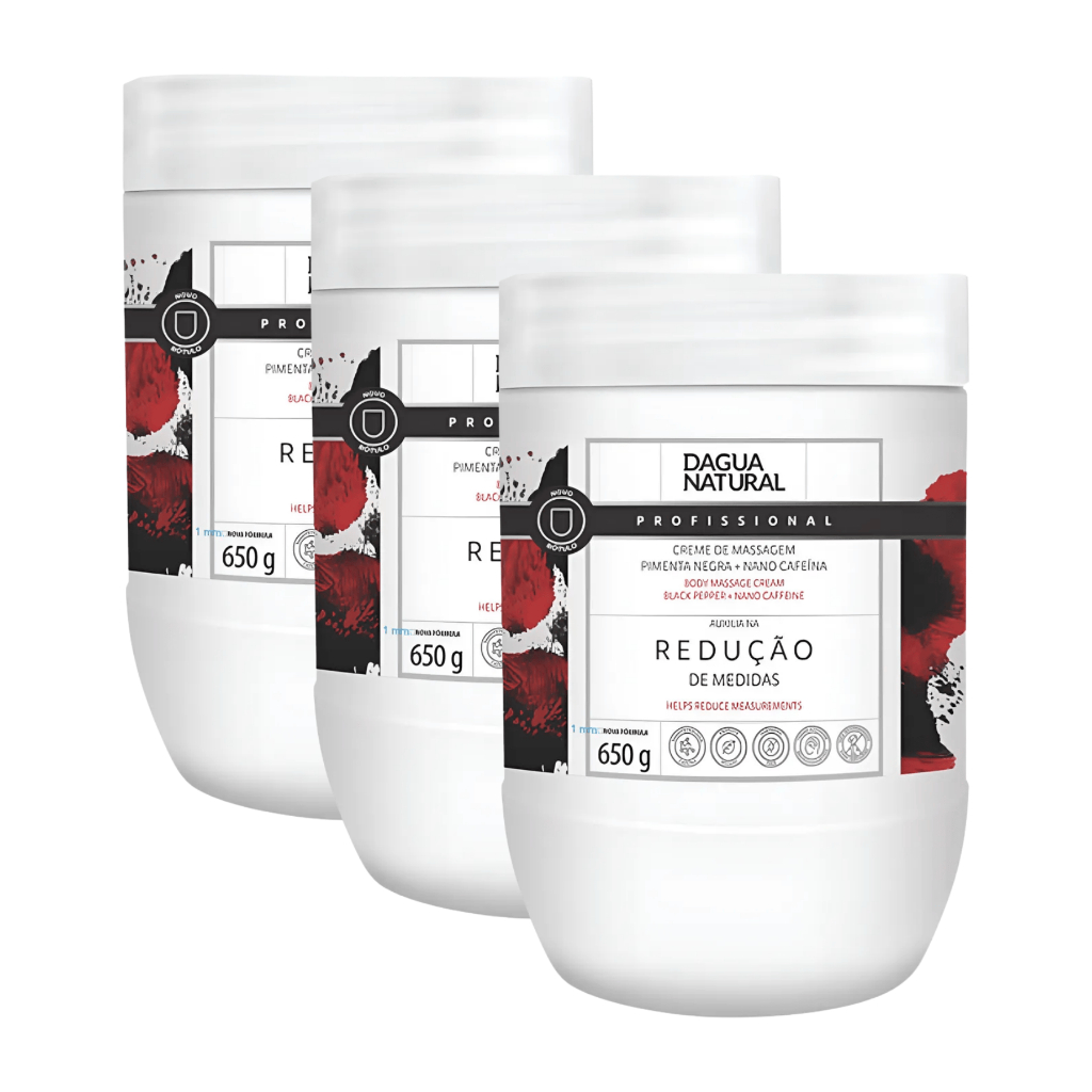 Kit Com 3 D'Agua Natural Creme Para Massagem Pimenta Negra 650g