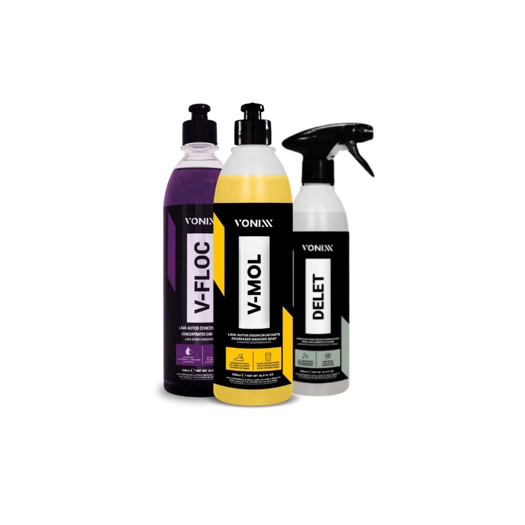 Lava Autos V-mol 1,5l + V-floc 500ml+ Delet 500ml Vonixx em Oferta na Shopee