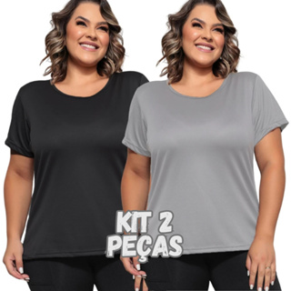 Kit 2 Camiseta Plus Size Dry Fit Feminina G1 ao G4 em Oferta na Shopee