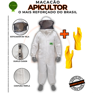 Macacão Apicultor Protspray + Par Luva Apicultura Proteção Vestimenta Mel Abelha Anti Ferroada Plus em Oferta na Shopee
