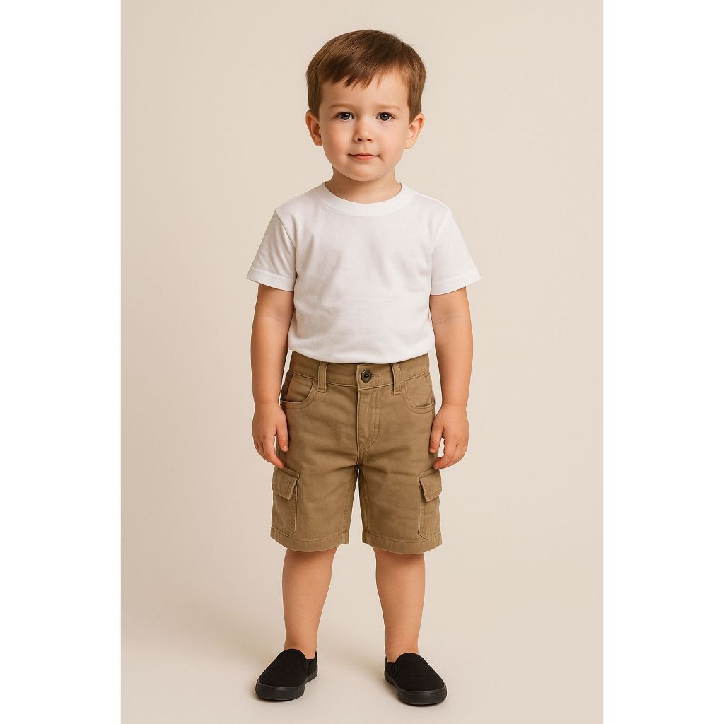 BERMUDA CARGO SARJA 3696 8268 BOLSOS COM LAPELA NA LATERAL COM REGULAGEM INTERNA PRETO BEGE CAQUI E CINZA CLARO