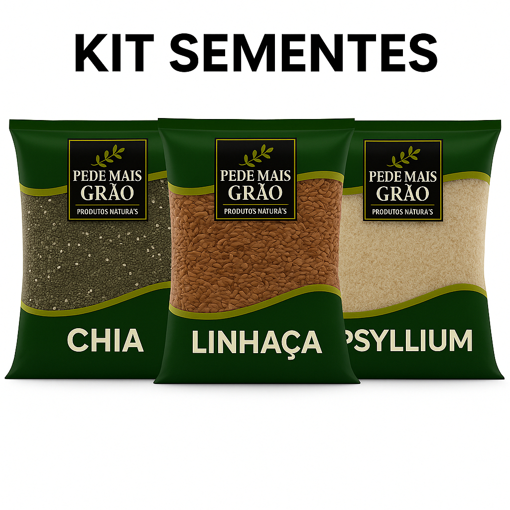Kit de Sementes Chia, Linhaça e Psyllium Premium Total 750g em Oferta na Shopee
