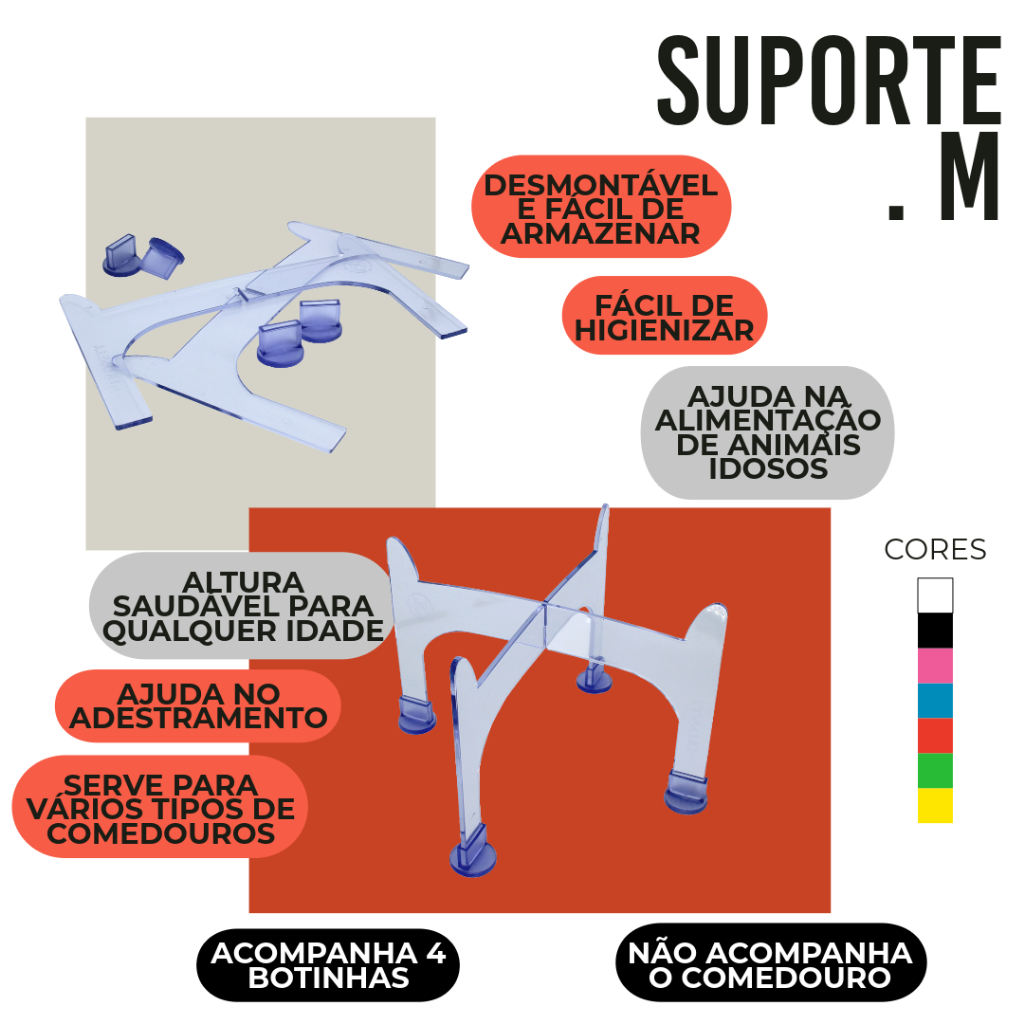 Super Suporte Elevado para Comedouro M - Transparente - Lilopety em Oferta na Shopee