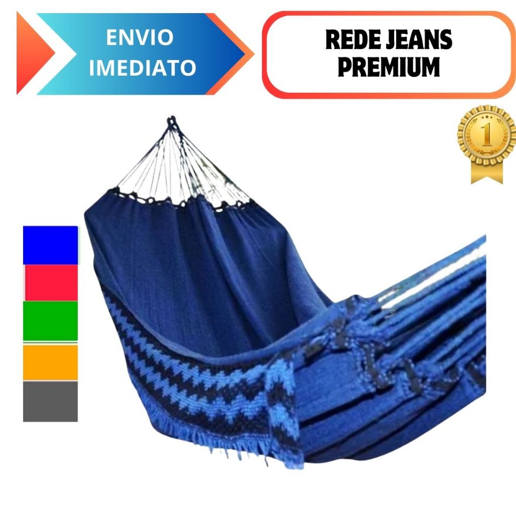 Rede Dormir Jeans Casal ou Solteiro Descanso Reforçada Luxo Confortável Macia Design Elegante