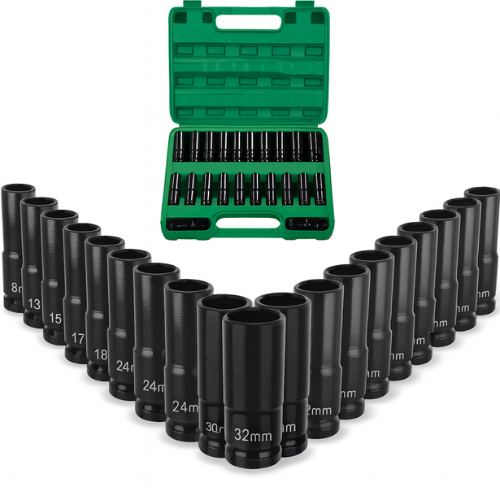 Kit Jogo Soquete Impacto 15 Peças Sextavado 1/2 8-32 Mm Chave Canhão Chave Impacto em Oferta na Shopee