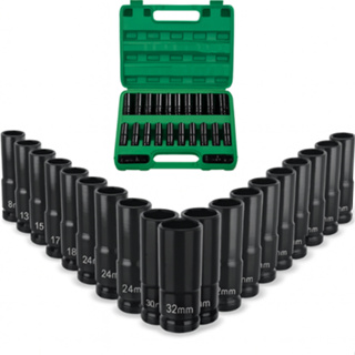 Kit Jogo Soquete Impacto 15 Peças Sextavado 1/2 8-32 Mm Chave Canhão Chave Impacto em Oferta na Shopee