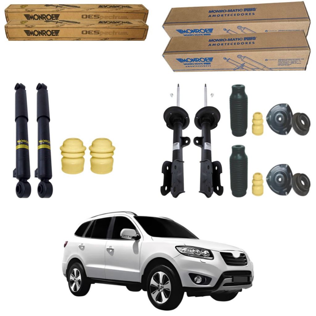 KIT 4 AMORTECEDOR SANTA FÉ 3.5 2011 A 2013 MONROE + KITS