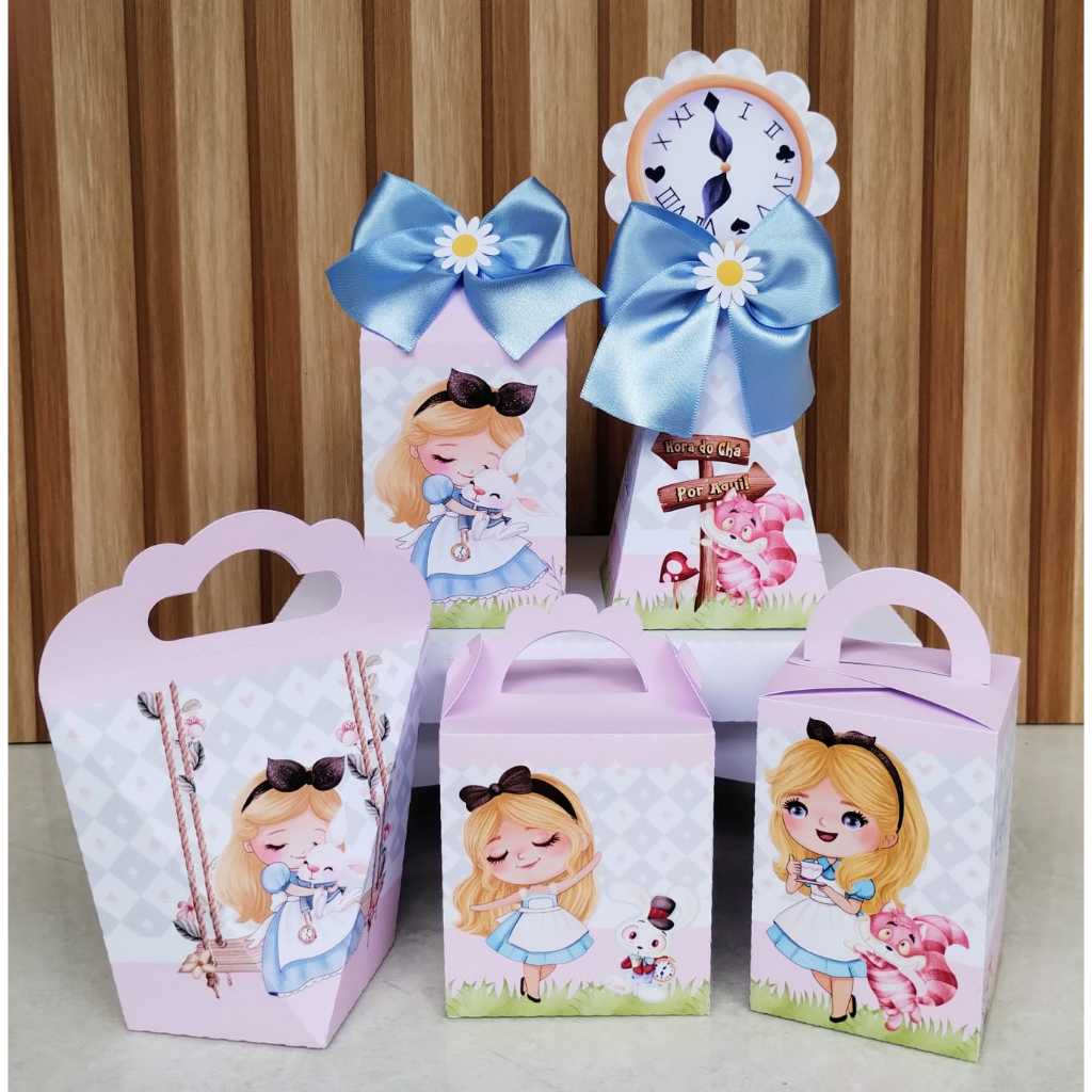 Kit Festa Personalizados Alice No Pais das Maravilhas | Lembrancinhas Caixinhas para festa - PEGUE E MONTE