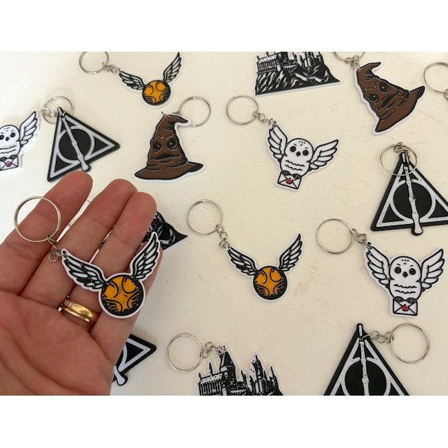 Kit Chaveiros com Argola Harry Potter Símbolos - Hogwarts (Lembrancinha, Brinde, Geek) em Oferta na Shopee