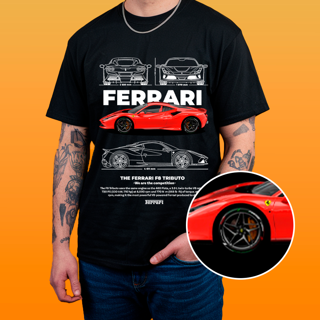 Camisa Estampa de Carro - Ferrari 7 Algodão 30.1