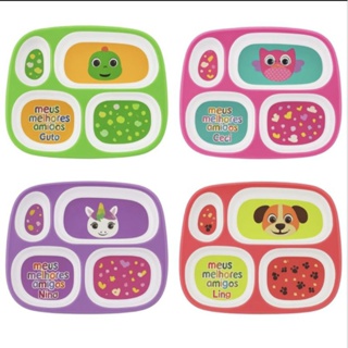 Kit Alimentação bebe/ prato com Divisória + Talheres inox + Escova + Garrafa em Oferta na Shopee