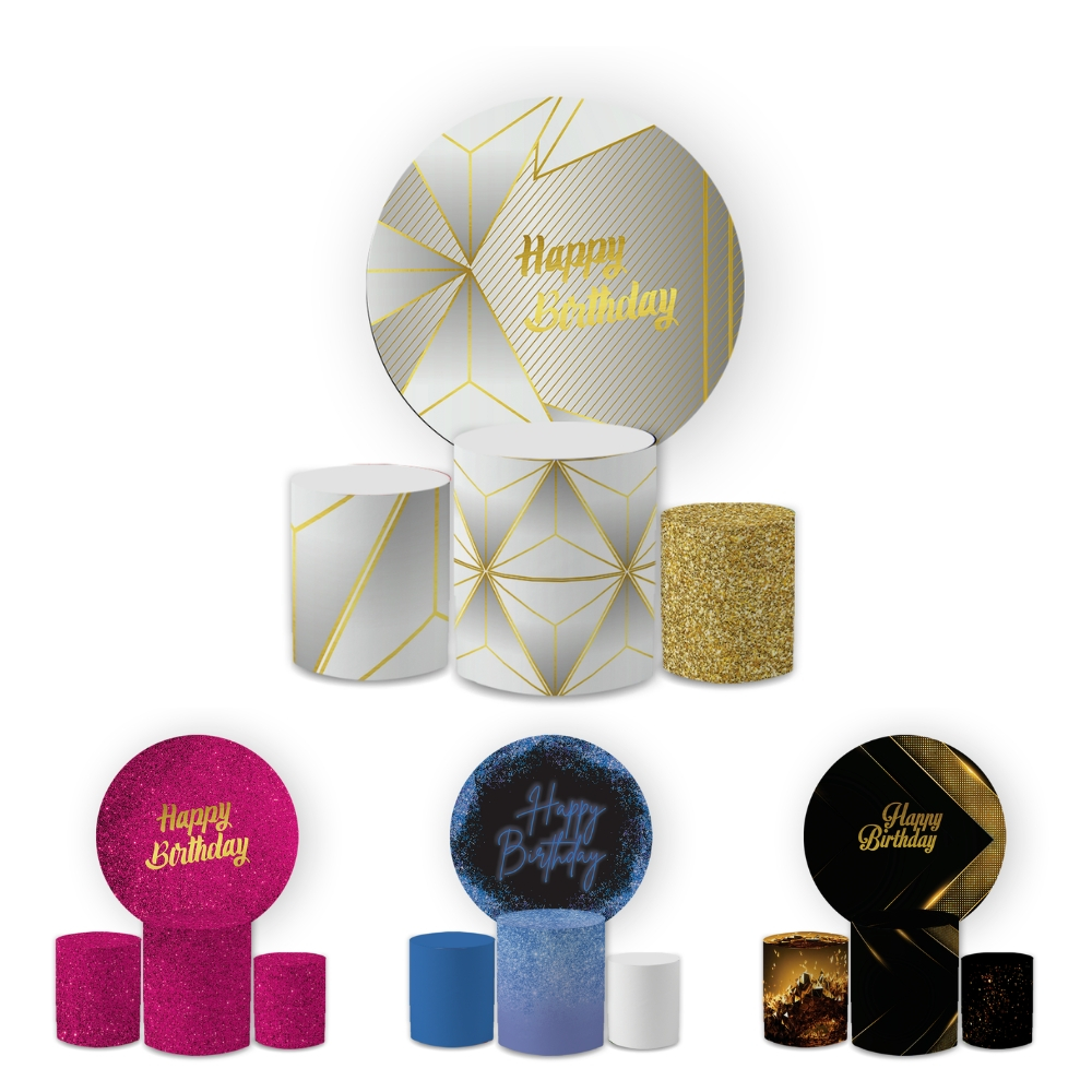 Kit Capas Festiva Painel Cilindros Decoração Aniversario Happy Birthday Lançamento Bibi Painéis