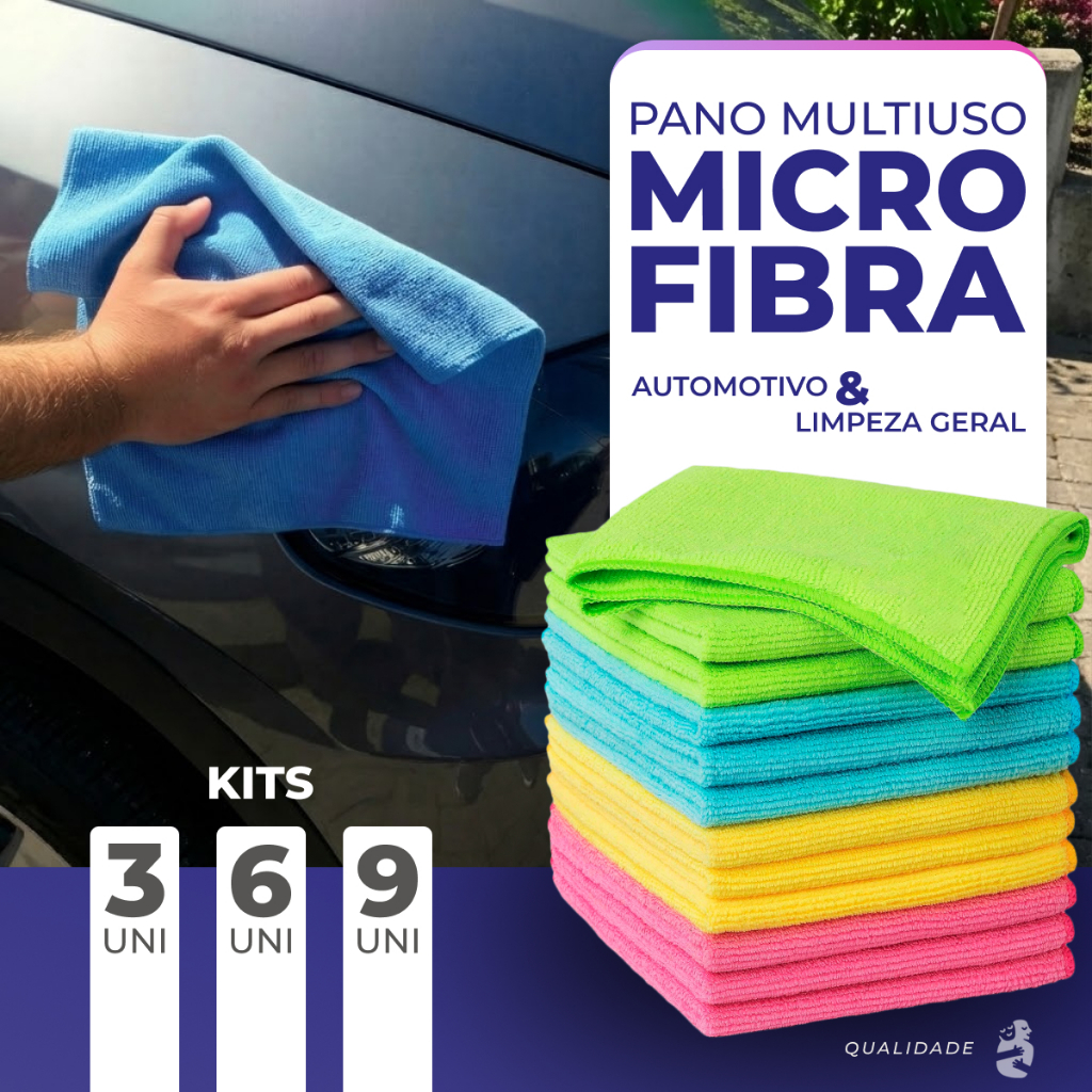 Kit Pano Limpeza Automotiva e Cozinha Alta Absorção 40 x 40cm Toalha Microfibra Não Risca em Oferta na Shopee
