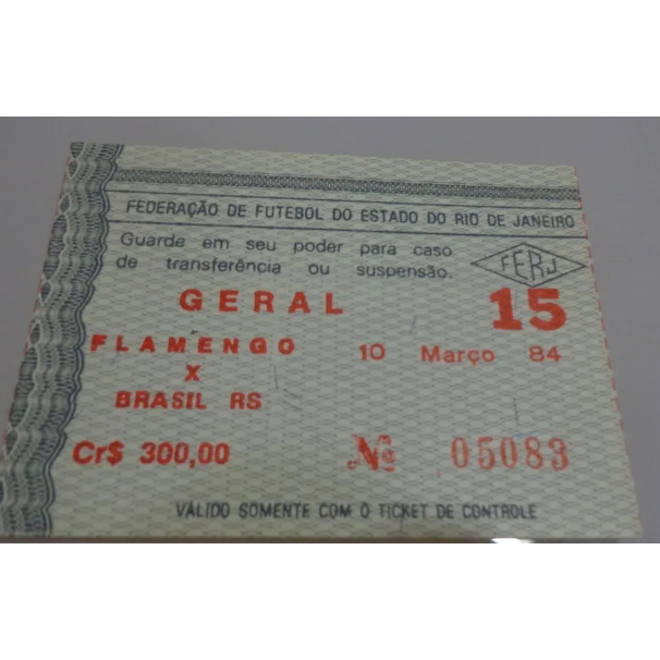 CANHOTO DE Ingresso Antigo  Geral ANO DE 1984 CAMPEONATO BRASILEIRO DE FUTEBOL