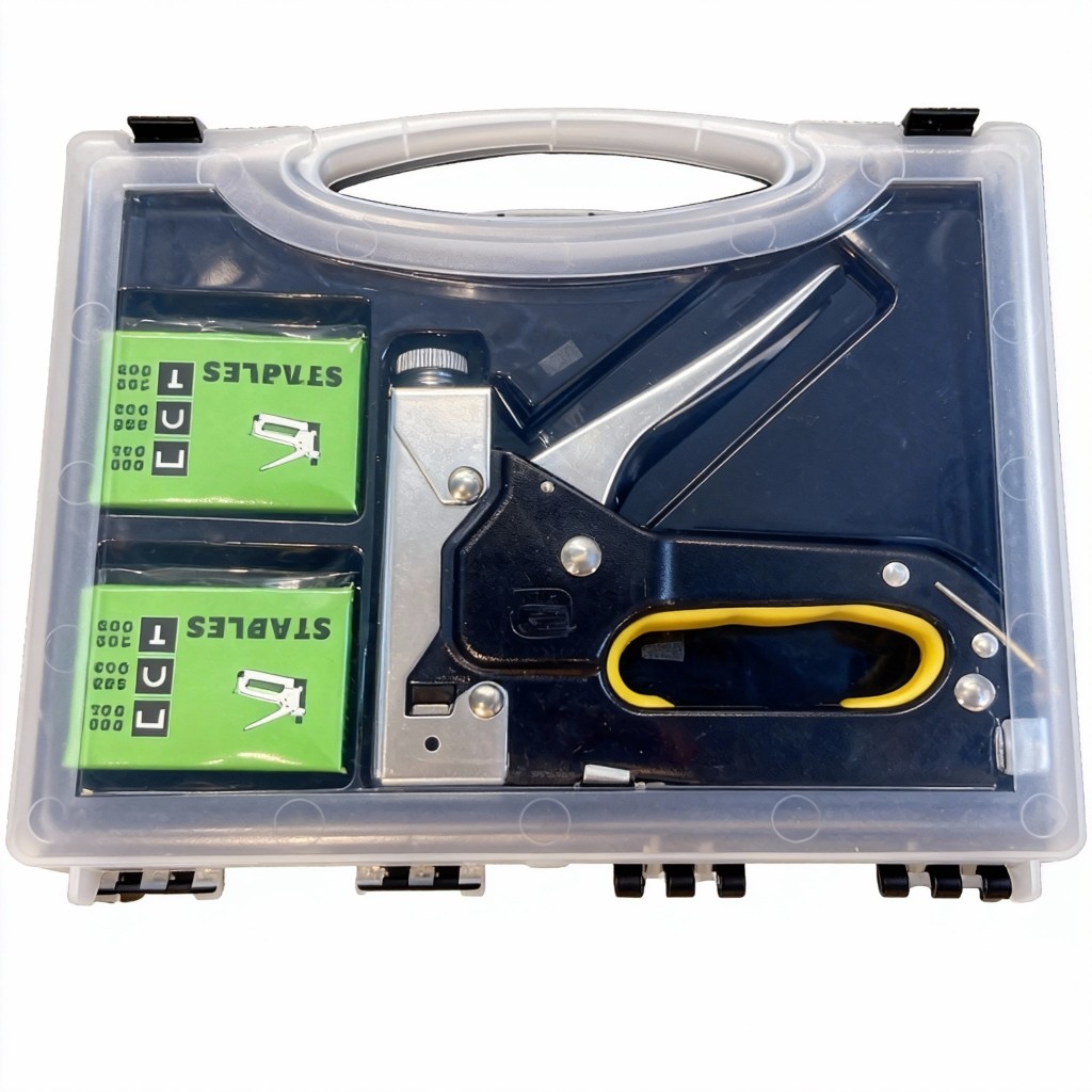 Grampeador Tapeceiro Alta Pressão Pra Madeira Estofado Manual Maleta Profissional Kit 3 em 1 em Oferta na Shopee