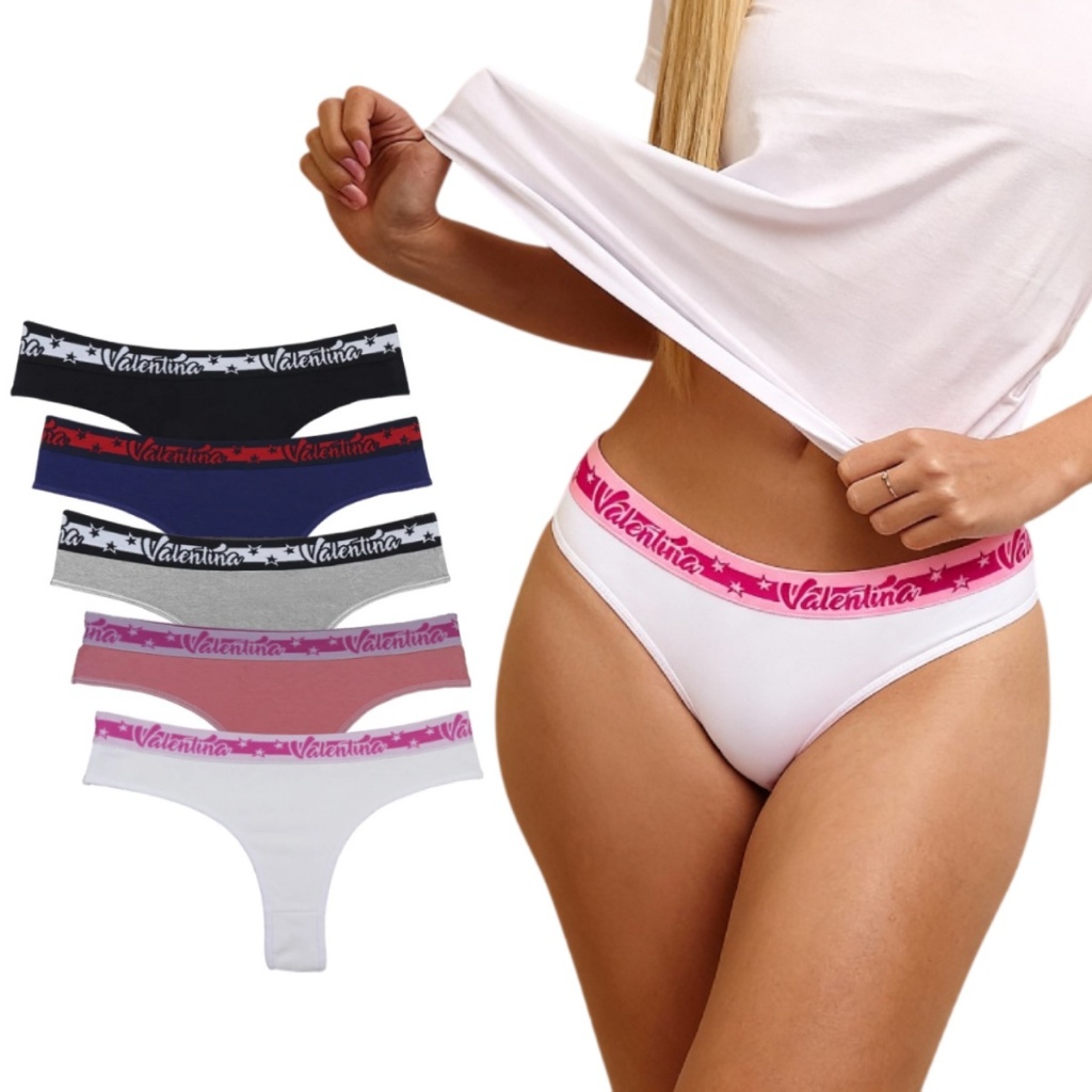 Kit 5 Calcinhas Fio Dental Algodão A17 Valentina Sortidas em Oferta na Shopee