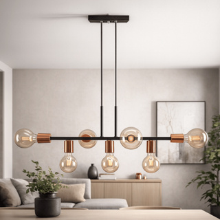 Lustre Pendente Industrial 7 Lâmpadas 68cm Metal Moderno Decorativo Bivolt em Oferta na Shopee