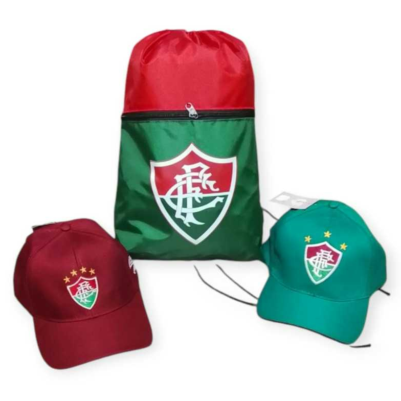 KIT 2 PEÇAS  MOCHILA SACO ACADEMIA MAIS BONÉ ADULTO DO FLUMINENSE