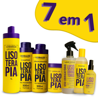 Kit 7 em 1 Lisoterapia Progressiva Sem Formol + Shampoo Condicionador Máscara Tônico Protetor em Oferta na Shopee