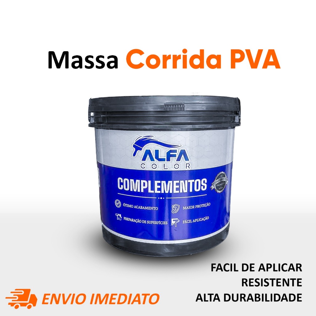 Massa Corrida PVA 20KG Nivelação Revestimento Branco Parede Interna Alfa Color Pronto para Uso em Oferta na Shopee
