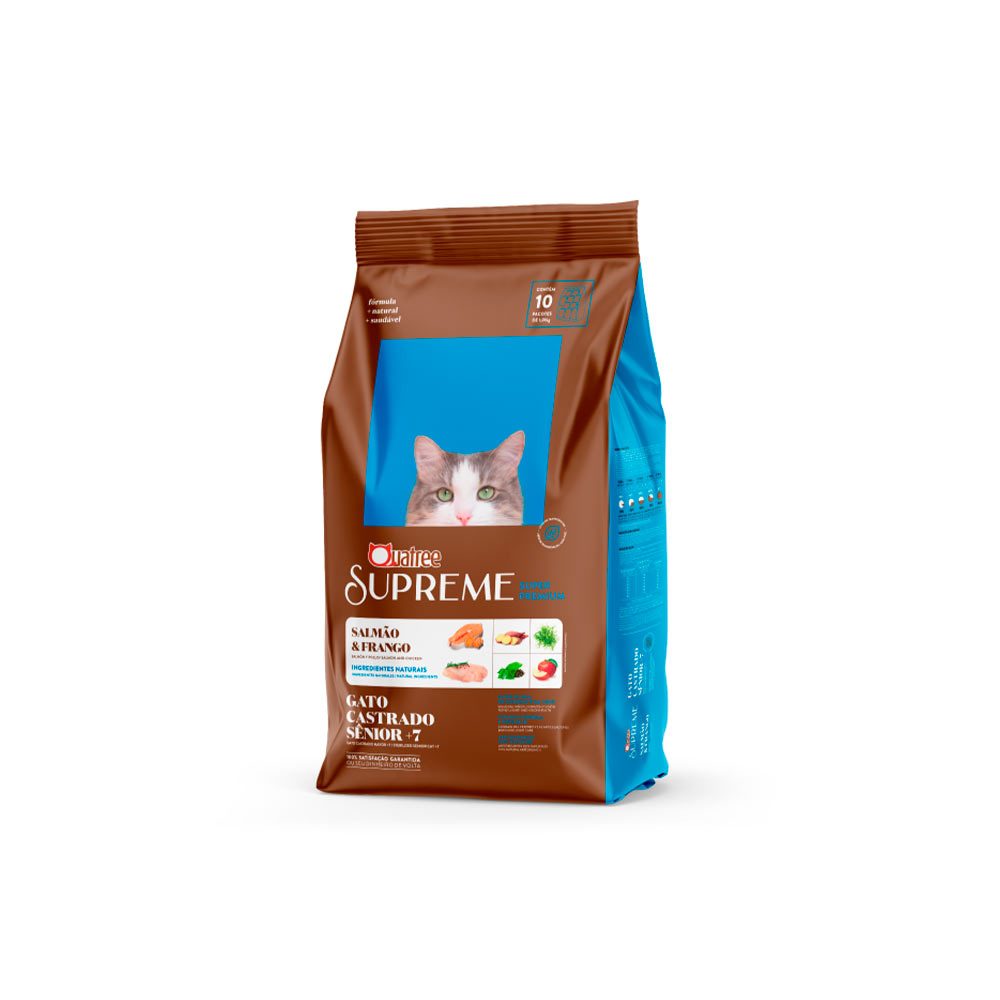 Ração Quatree Supreme Gatos Castrados Senior 7+ Salmão e Frango 10,1kg (Max 1 Pct. por pedido)