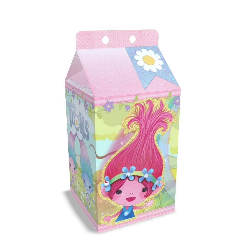 Caixinha Milk Tema Trolls Festa Infantil  Lembrança Para Festa - Pronta Entrega