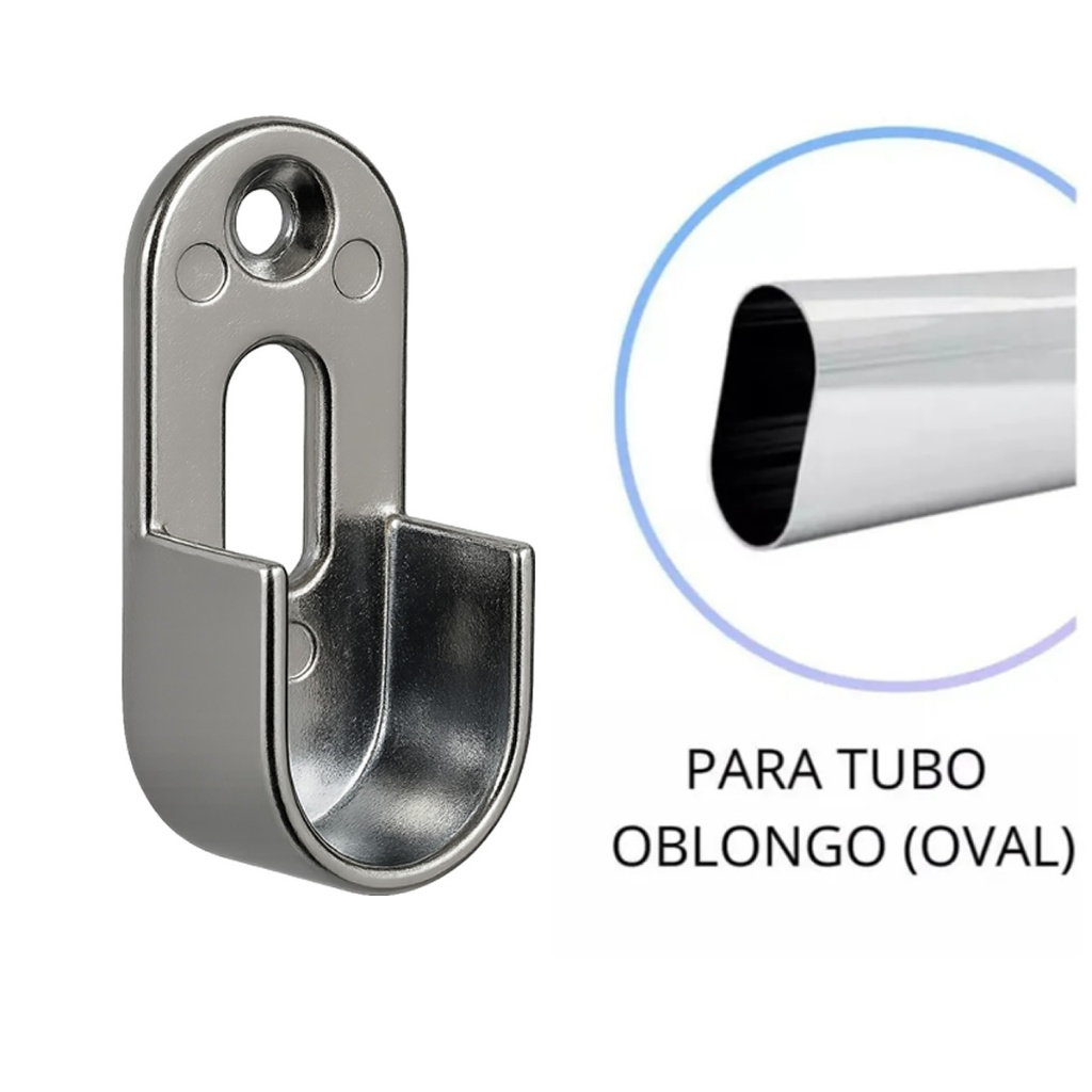 Detalhes do Suporte Cabideiro Tubo Oblongo Oval Armário Guarda Roupa