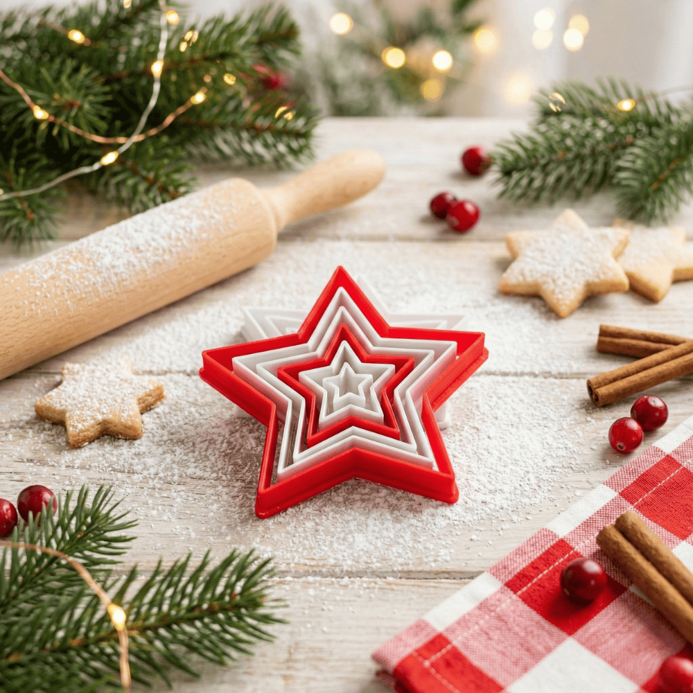 Kit Cortador 10 Estrelas 5 Tamanhos Árvore De Natal Biscoito Confeitaria Pasta Americana E Biscoito em Oferta na Shopee