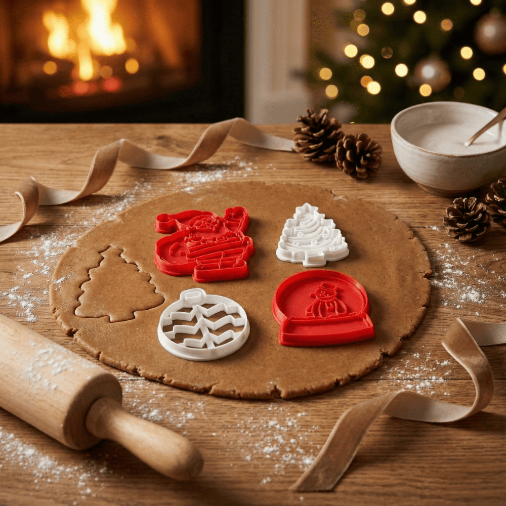 Cortador Biscoito Natal Papai Noel Globo Neve Árvore 4 Peças Moldes Para Biscoito e Pasta Americana