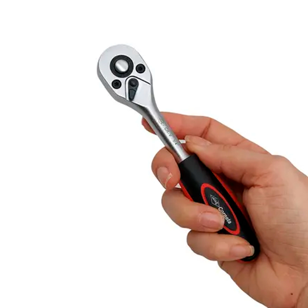 Chave Catraca Profissional 1/4" CR-V 72 Dentes Reversível – Corneta Profissional