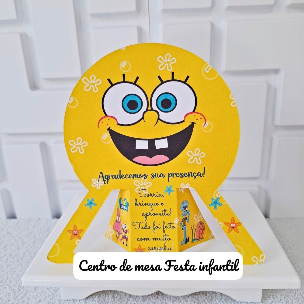 Centro De Mesa Do Bob Esponja Festa Infantil Plaquinha De Agradecimento Enfeite De Mesa Decorativo em Oferta na Shopee