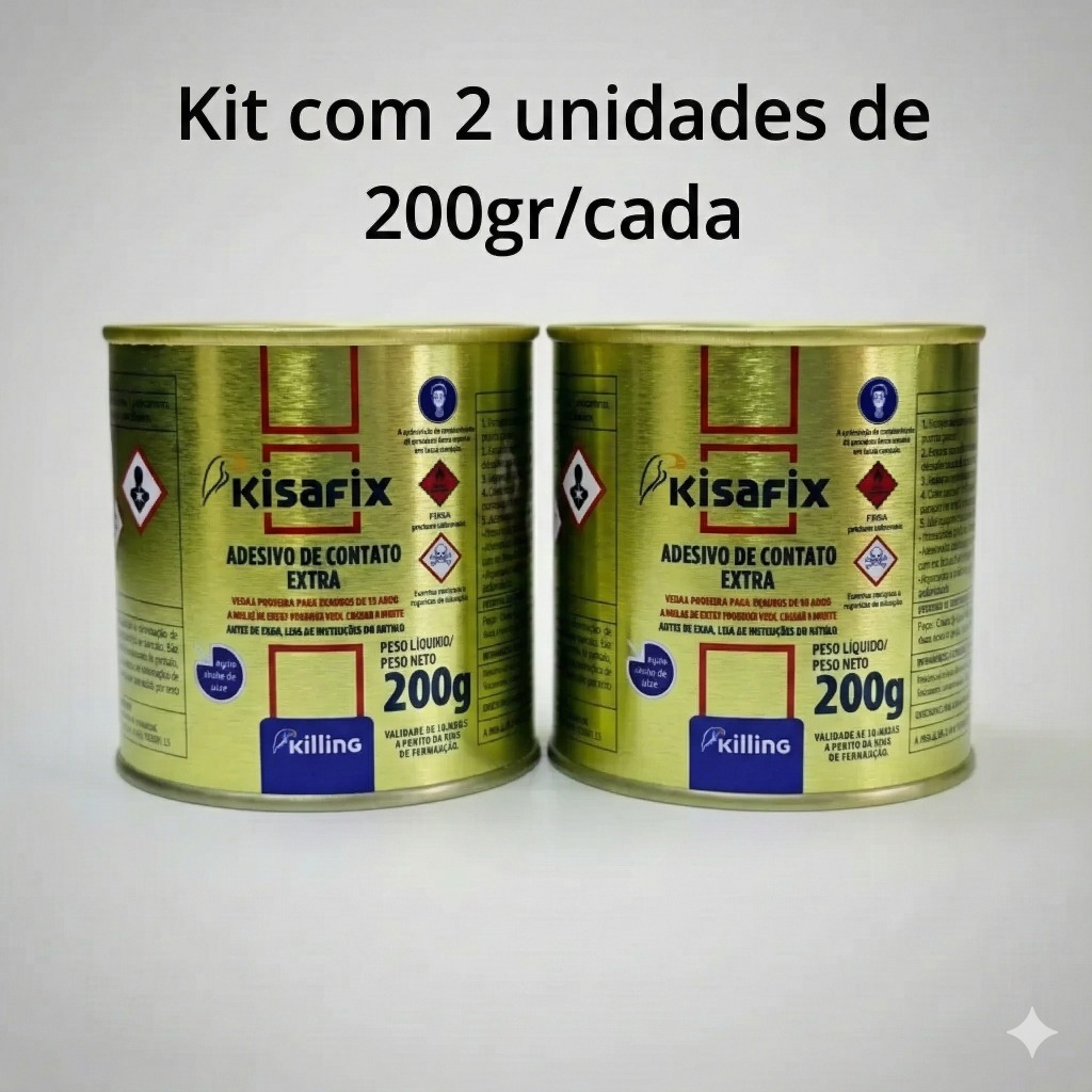 Kit 2 Cola Contato Sapateiro Adesivo Couro Forte Extra Kisafix 200gr em Oferta na Shopee