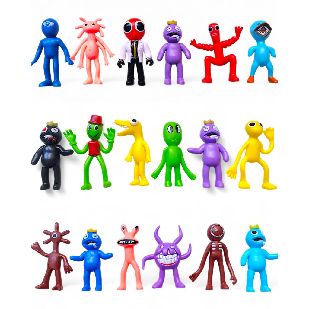 Kit 6 Personagens Rainbow Friends Pvc 10cm Bonecos Coleção