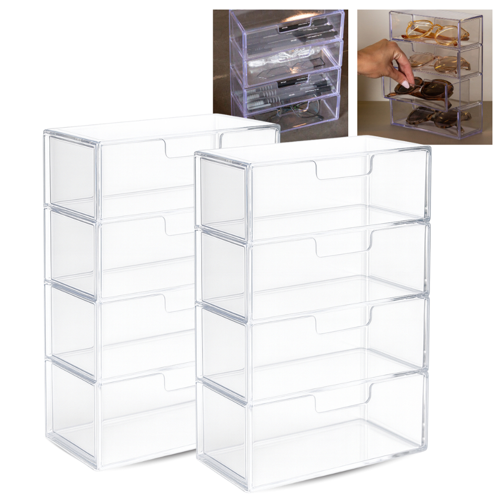 Kit 2 Porta Oculos Organizador Estojo de Escritórios com Gaveta 4 Divisórias Transparência Paramount em Oferta na Shopee