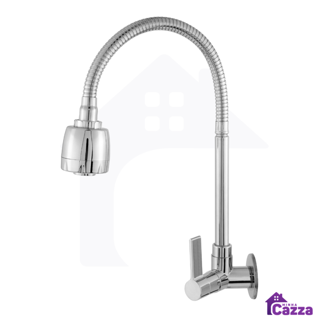 Torneira de Cozinha Pia Gourmet Inox Chuveirinho Cozinha Parede Flexível 2 Jatos