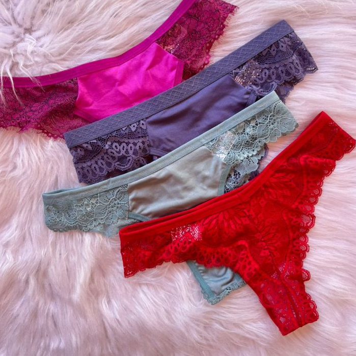 Kit 3/5 Calcinha Conforto De Renda Com Elástico e Microfibra Forro Algodão em Oferta na Shopee