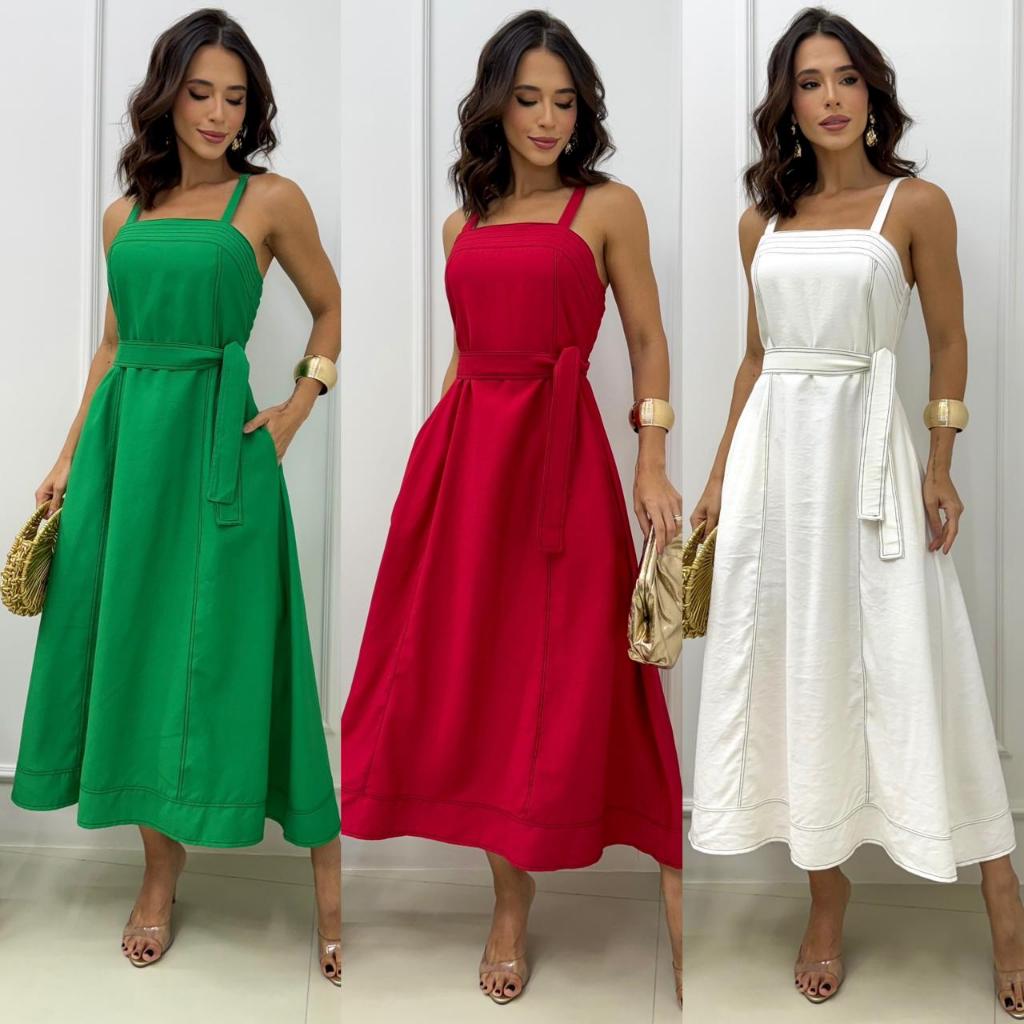 VESTIDO MIDI FEMININO - MODA ELEGANTE em Oferta na Shopee