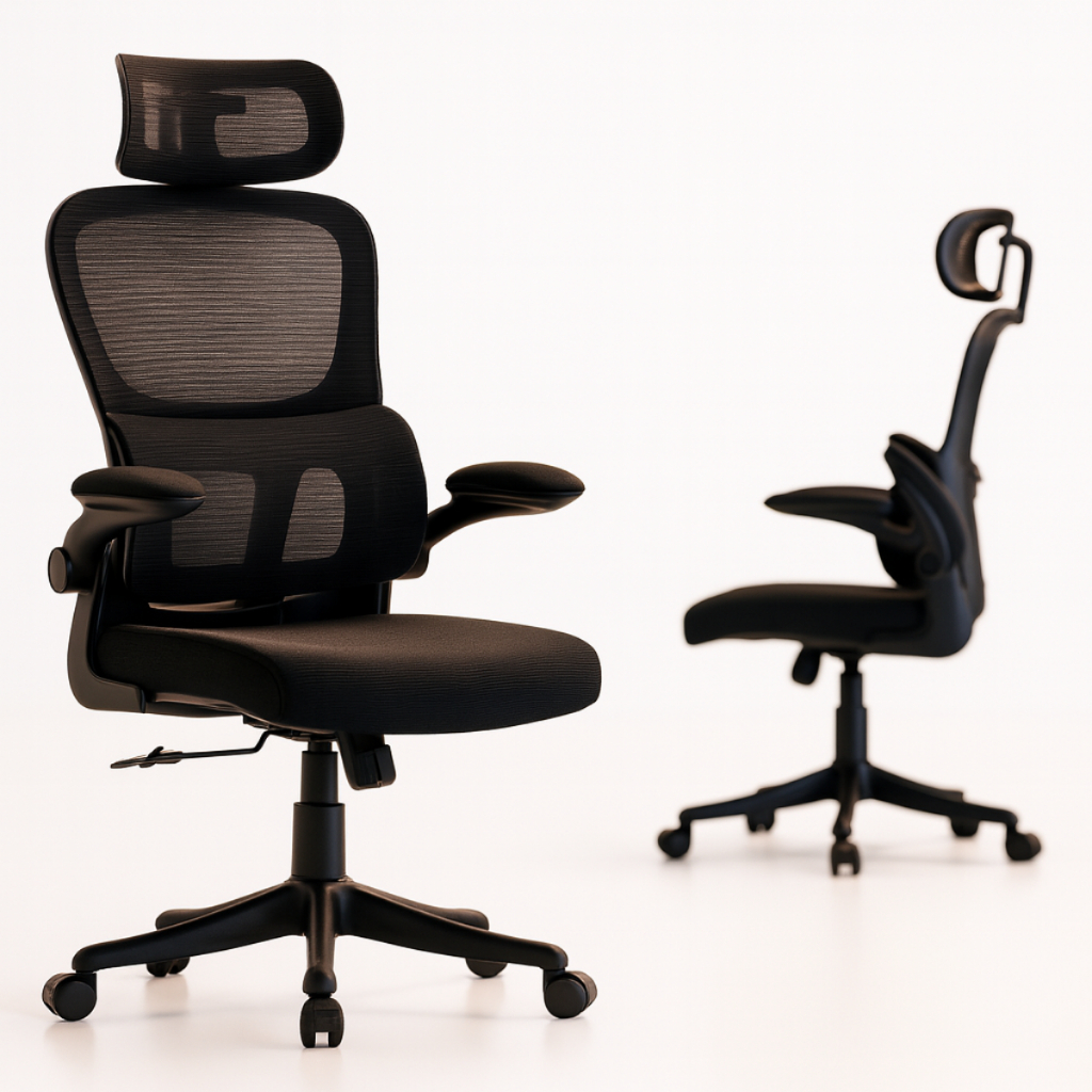 Cadeira de Escritório Ergonômica Apoio Lombar Giratória Executiva com Regulagem