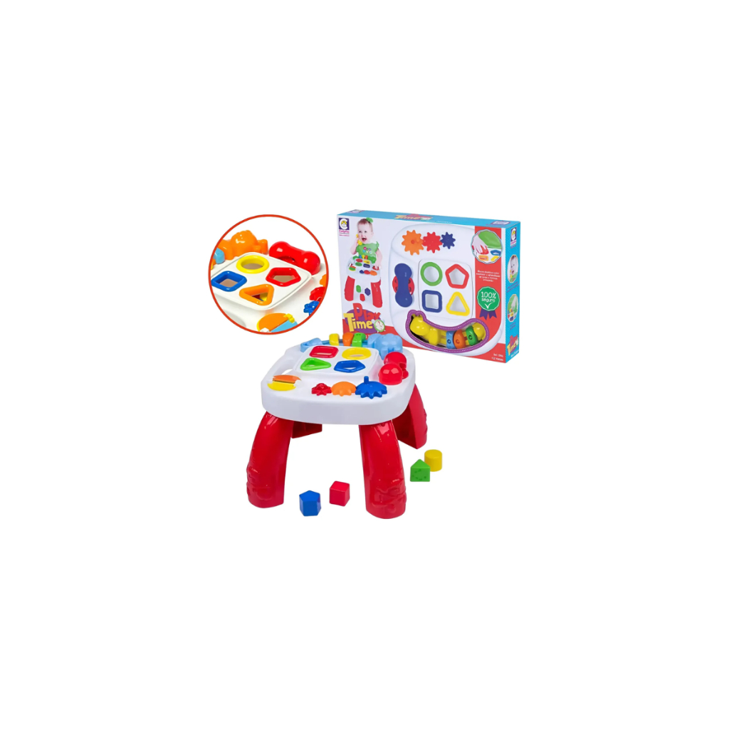 Mesa Didática Infantil Play Time Com Atividades Educativas Branco